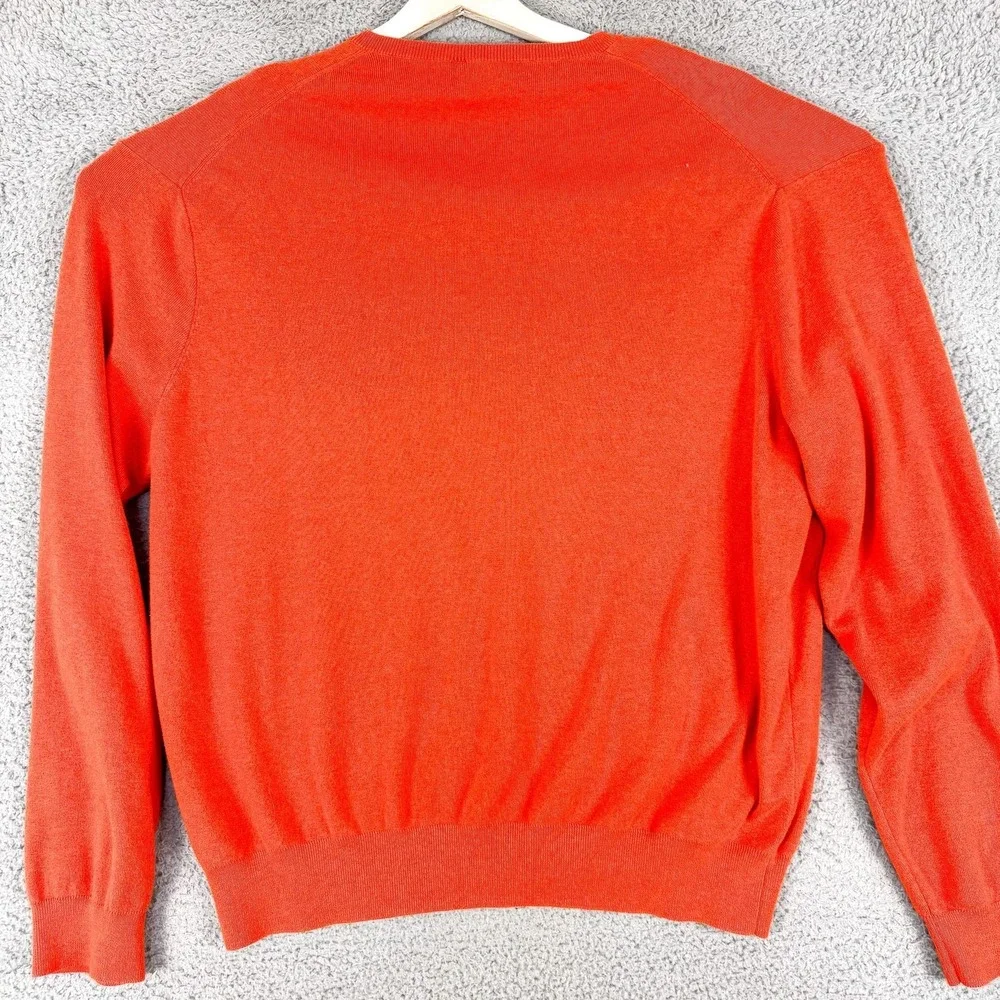 Polo Ralph Lauren‎ Sweater Mens 2XL Orange Pima Cotton V Neck Pullover Pony Logo